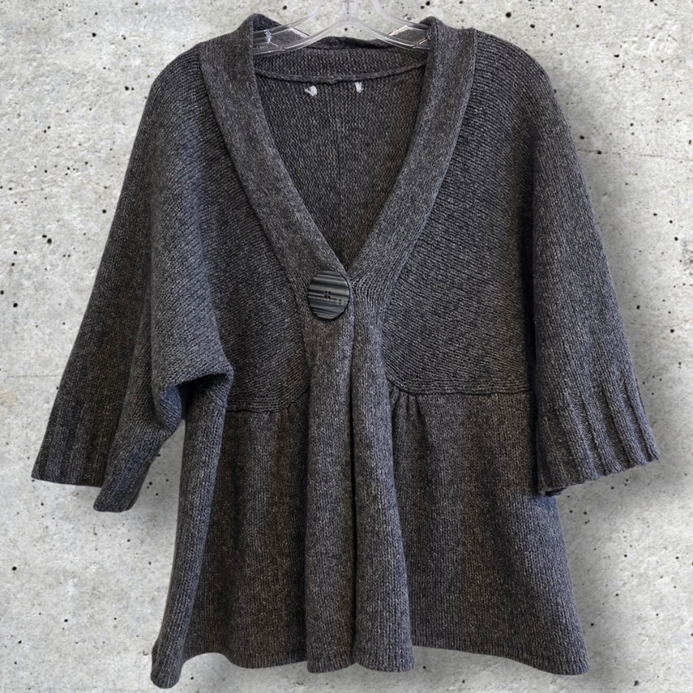 ❤️ 3 For 15 Dress Barn Charcoal Cardigan with Button Accent Size 14/16